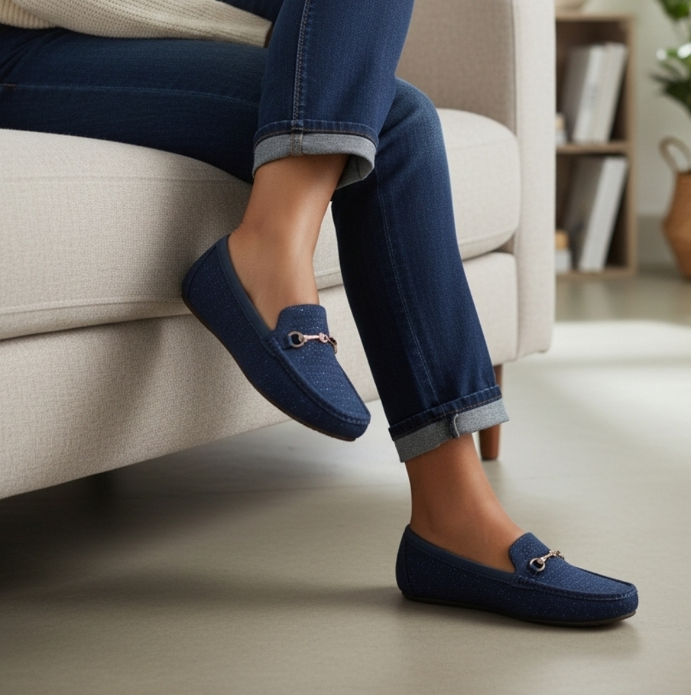 Daisy Fuentes Dark Sparkling  Blue Slip-Ons